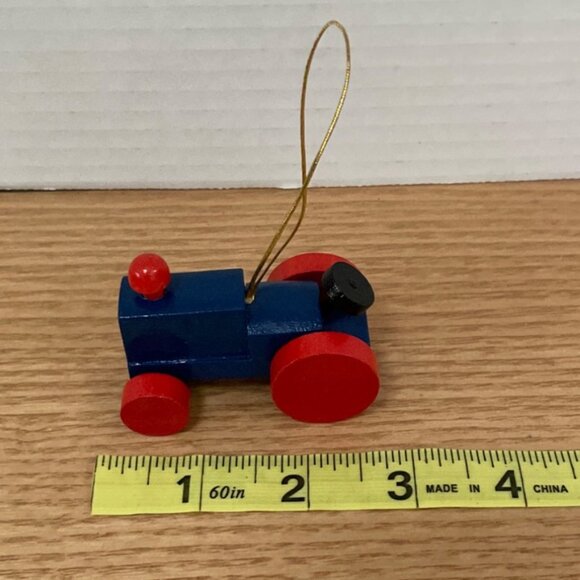 Vintage Corning Revere Wooden Tractor Train Christmas Ornaments 3" Set Of 4 - Picture 8 of 8